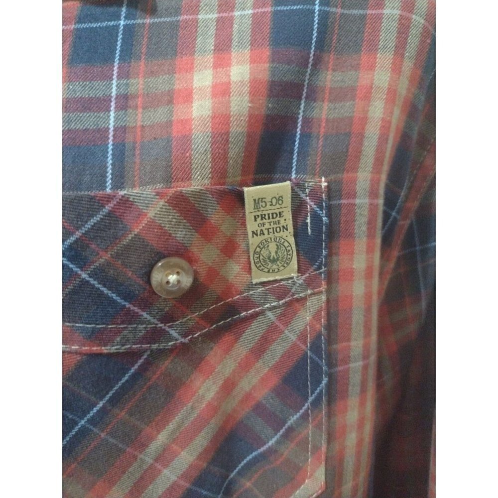 Men's Pride of The Nation Long Sleeve MultiColor Button Shirt 2XL Elbow Patch - Picture 2 of 11